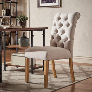 Ashford Button-tufted Upholstered Dining Chair Set with Rubberwood Legs Foam Cushion