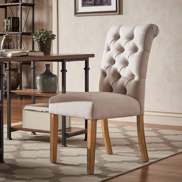 Ashford Button-tufted Upholstered Dining Chair Set with Rubberwood Legs Foam Cushion
