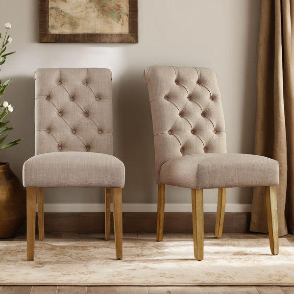Ashford Button-tufted Upholstered Dining Chair Set with Rubberwood Legs Foam Cushion