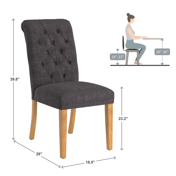 Ashford Button-tufted Upholstered Dining Chair Set with Rubberwood Legs Foam Cushion
