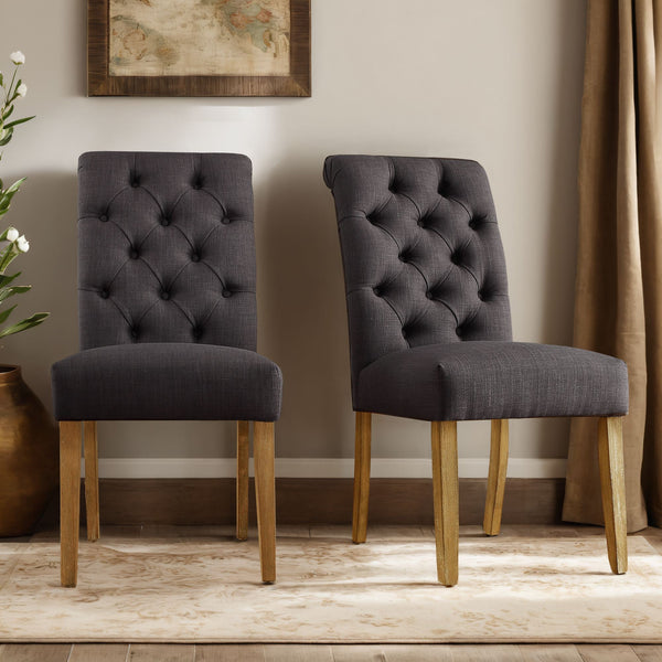 Ashford Button-tufted Upholstered Dining Chair Set with Rubberwood Legs Foam Cushion