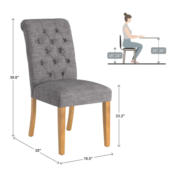 Ashford Button-tufted Upholstered Dining Chair Set with Rubberwood Legs Foam Cushion