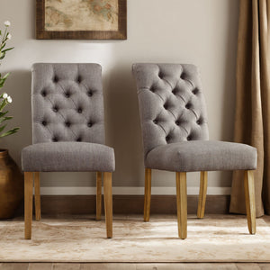 Ashford Button-tufted Upholstered Dining Chair Set with Rubberwood Legs Foam Cushion