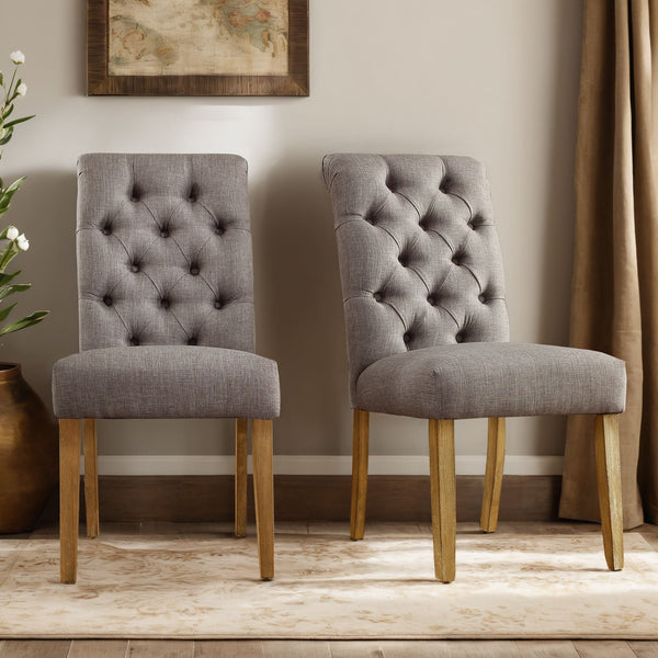 Ashford Button-tufted Upholstered Dining Chair Set with Rubberwood Legs Foam Cushion