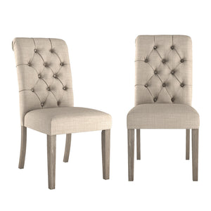 Ashford Button-tufted Upholstered Dining Chair Set with Rubberwood Legs Foam Cushion