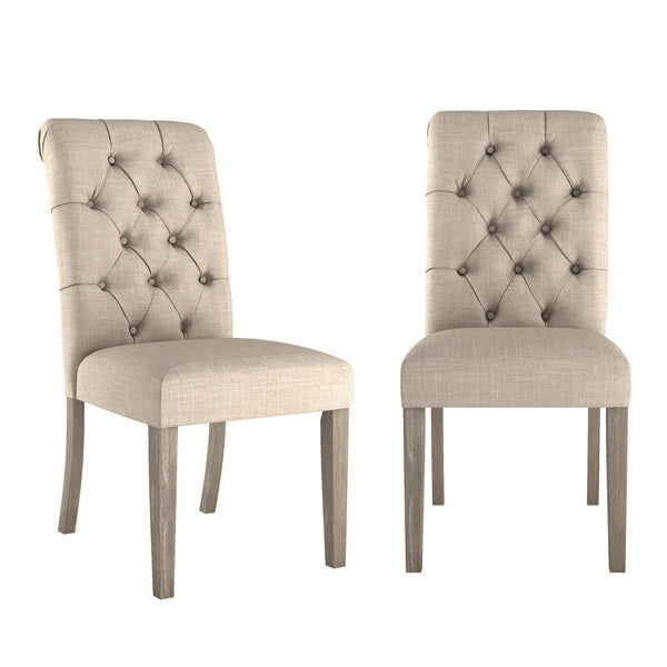 Ashford Button-tufted Upholstered Dining Chair Set with Rubberwood Legs Foam Cushion