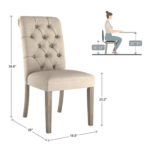Ashford Button-tufted Upholstered Dining Chair Set with Rubberwood Legs Foam Cushion