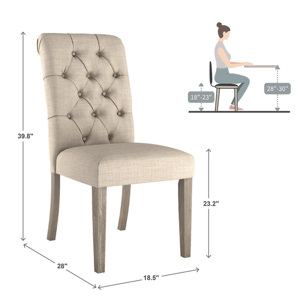 Ashford Button-tufted Upholstered Dining Chair Set with Rubberwood Legs Foam Cushion