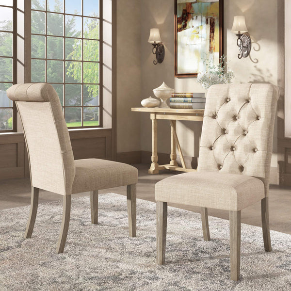Ashford Button-tufted Upholstered Dining Chair Set with Rubberwood Legs Foam Cushion