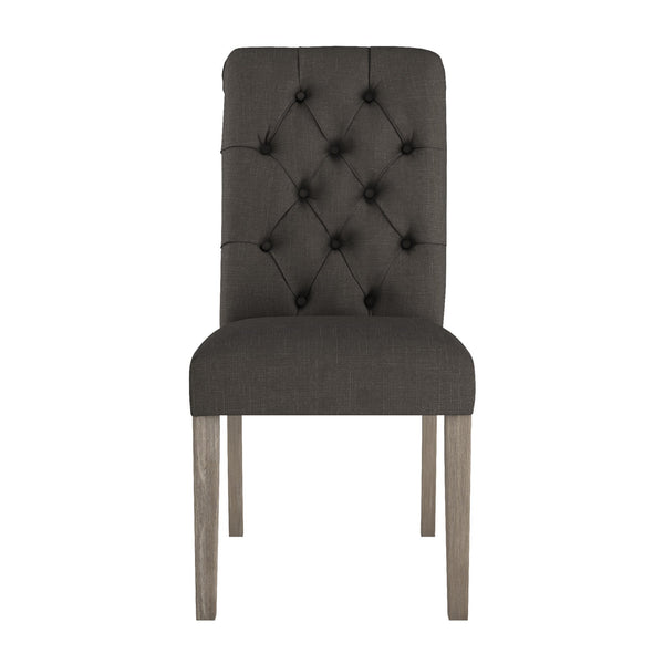 Homelegance Ashford Button-tufted Upholstered Dining Chair Set with Rubberwood Legs Foam Cushion Antique Grey / Dark Grey E206GAC-DGL(N1)