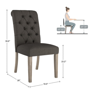Ashford Button-tufted Upholstered Dining Chair Set with Rubberwood Legs Foam Cushion
