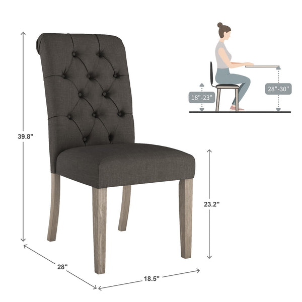 Ashford Button-tufted Upholstered Dining Chair Set with Rubberwood Legs Foam Cushion