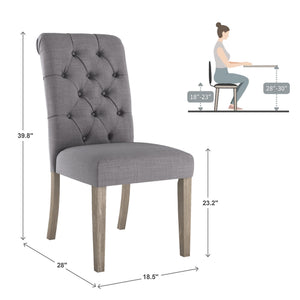 Ashford Button-tufted Upholstered Dining Chair Set with Rubberwood Legs Foam Cushion
