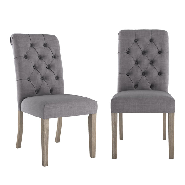 Ashford Button-tufted Upholstered Dining Chair Set with Rubberwood Legs Foam Cushion