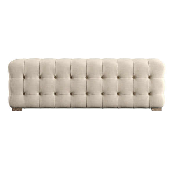 Homelegance Cartia Tufted Linen Upholstered Bench with Wood Legs for Bedroom or Entryway Seating Beige E208-13BL(3A)