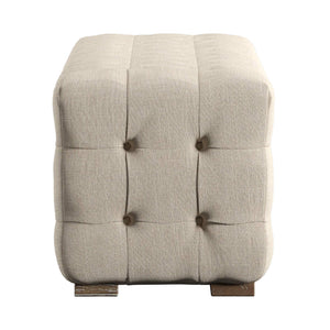 Cartia Tufted Linen Upholstered Bench with Wood Legs for Bedroom or Entryway Seating