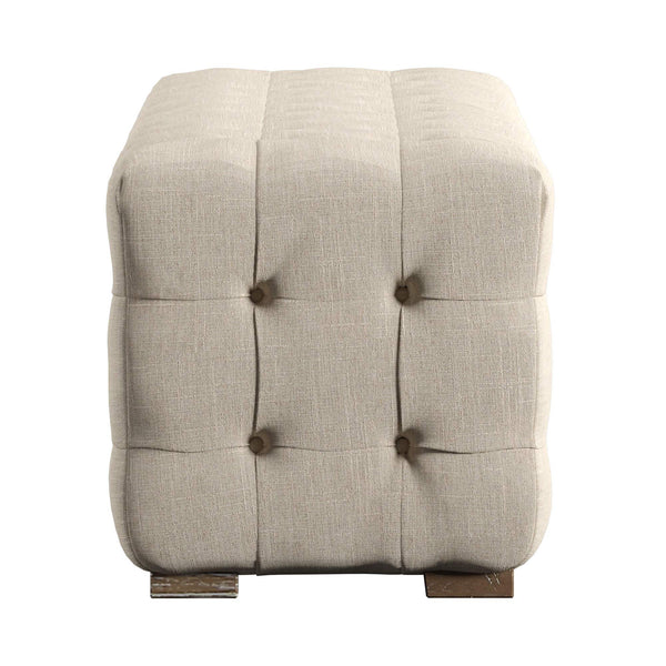 Cartia Tufted Linen Upholstered Bench with Wood Legs for Bedroom or Entryway Seating