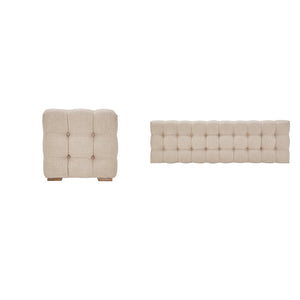 Cartia Tufted Linen Upholstered Bench with Wood Legs for Bedroom or Entryway Seating