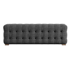 Cartia Tufted Linen Upholstered Bench with Wood Legs for Bedroom or Entryway Seating