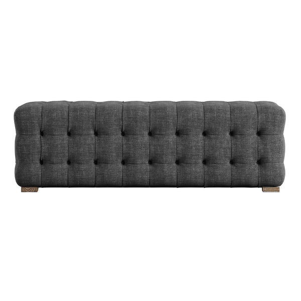 Cartia Tufted Linen Upholstered Bench with Wood Legs for Bedroom or Entryway Seating