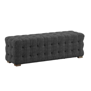 Cartia Tufted Linen Upholstered Bench with Wood Legs for Bedroom or Entryway Seating