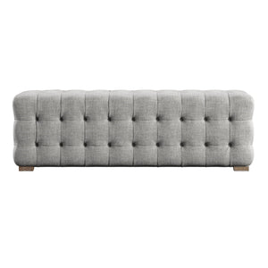 Cartia Tufted Linen Upholstered Bench with Wood Legs for Bedroom or Entryway Seating
