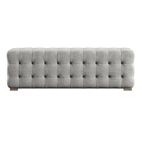 Cartia Tufted Linen Upholstered Bench with Wood Legs for Bedroom or Entryway Seating