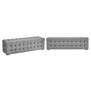 Cartia Tufted Linen Upholstered Bench with Wood Legs for Bedroom or Entryway Seating