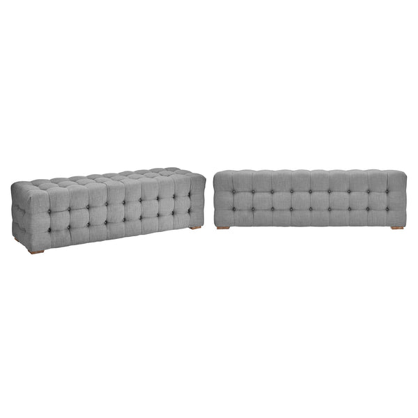 Cartia Tufted Linen Upholstered Bench with Wood Legs for Bedroom or Entryway Seating