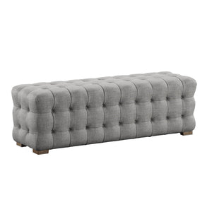 Cartia Tufted Linen Upholstered Bench with Wood Legs for Bedroom or Entryway Seating