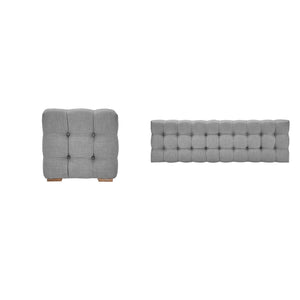 Cartia Tufted Linen Upholstered Bench with Wood Legs for Bedroom or Entryway Seating