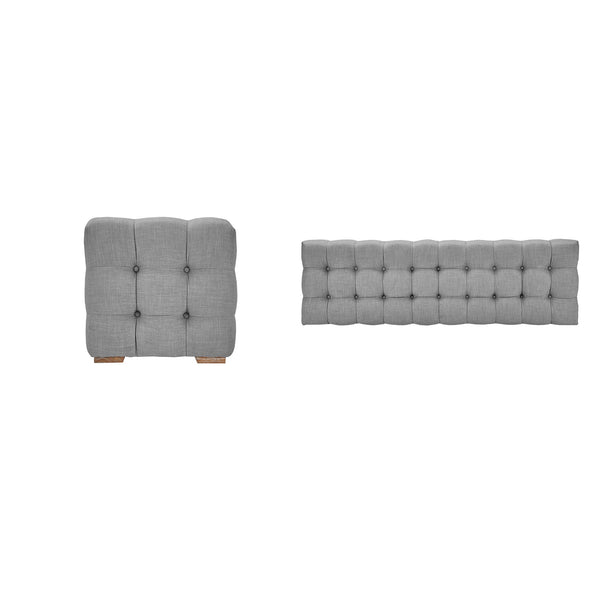 Cartia Tufted Linen Upholstered Bench with Wood Legs for Bedroom or Entryway Seating
