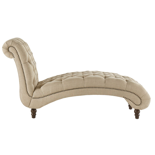 Cartia Tufted Accent Chair and Chaise Lounge with Nailhead Trim Hardwood Frame