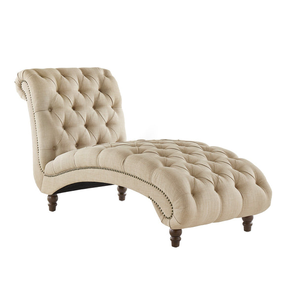 Cartia Tufted Accent Chair and Chaise Lounge with Nailhead Trim Hardwood Frame