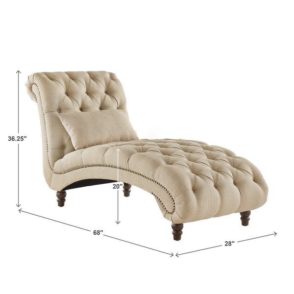 Cartia Tufted Accent Chair and Chaise Lounge with Nailhead Trim Hardwood Frame