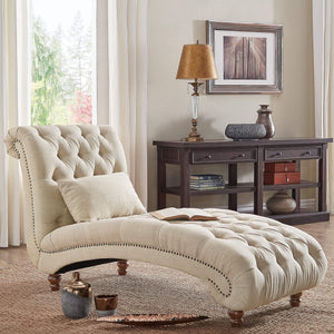 Cartia Tufted Accent Chair and Chaise Lounge with Nailhead Trim Hardwood Frame