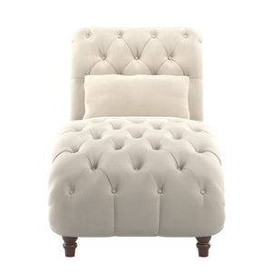 Cartia Tufted Accent Chair and Chaise Lounge with Nailhead Trim Hardwood Frame
