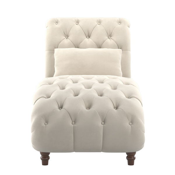 Cartia Tufted Accent Chair and Chaise Lounge with Nailhead Trim Hardwood Frame