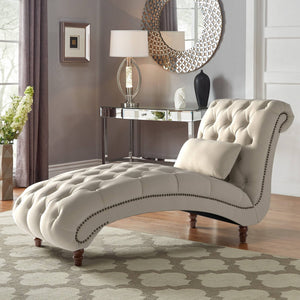 Cartia Tufted Accent Chair and Chaise Lounge with Nailhead Trim Hardwood Frame