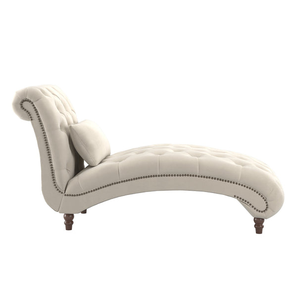 Cartia Tufted Accent Chair and Chaise Lounge with Nailhead Trim Hardwood Frame