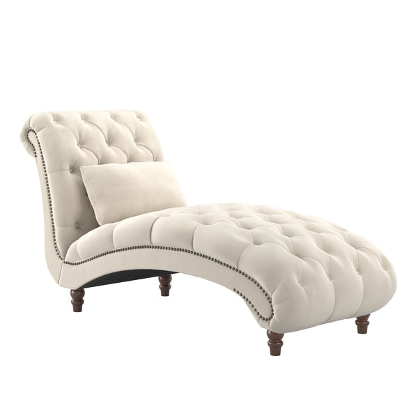Cartia Tufted Accent Chair and Chaise Lounge with Nailhead Trim Hardwood Frame