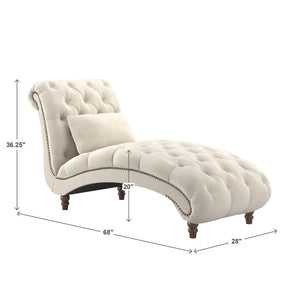 Cartia Tufted Accent Chair and Chaise Lounge with Nailhead Trim Hardwood Frame