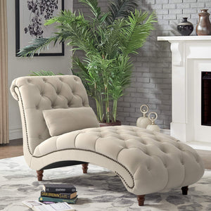Cartia Tufted Accent Chair and Chaise Lounge with Nailhead Trim Hardwood Frame