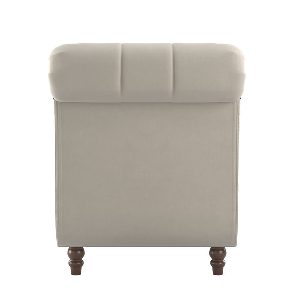 Cartia Tufted Accent Chair and Chaise Lounge with Nailhead Trim Hardwood Frame