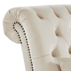 Cartia Tufted Accent Chair and Chaise Lounge with Nailhead Trim Hardwood Frame