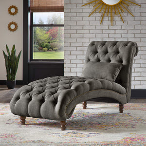 Cartia Tufted Accent Chair and Chaise Lounge with Nailhead Trim Hardwood Frame