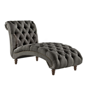 Cartia Tufted Accent Chair and Chaise Lounge with Nailhead Trim Hardwood Frame
