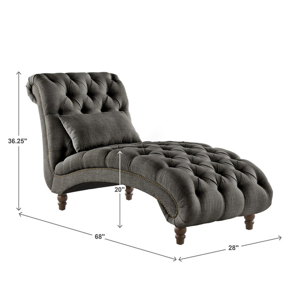 Cartia Tufted Accent Chair and Chaise Lounge with Nailhead Trim Hardwood Frame