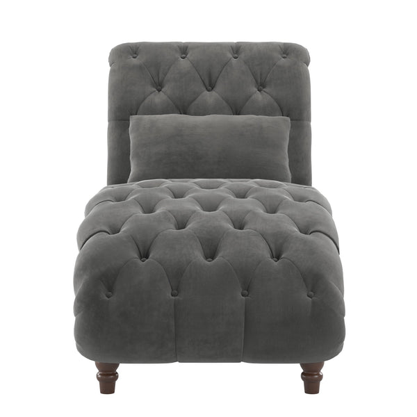 Cartia Tufted Accent Chair and Chaise Lounge with Nailhead Trim Hardwood Frame