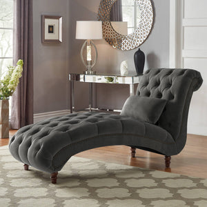 Cartia Tufted Accent Chair and Chaise Lounge with Nailhead Trim Hardwood Frame